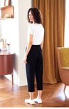 Black Cropped Cotton Trouser