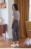 Grey Cropped Cotton Trouser