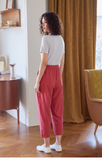 Coral Cropped Cotton Trouser
