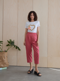 Coral Cropped Cotton Trouser