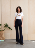 Black Ribbed Elasticated Trouser