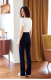 Navy Ribbed Elasticated Trouser