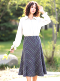 Grey Elasticated Lined A-Line Checked Skirt