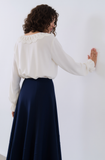 Navy Lined Elasticated A-Line Skirt