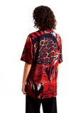 Red Leopard Print Short Sleeves Top