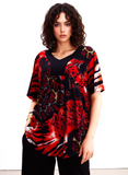 Red Leopard Print Short Sleeves Top