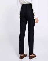 Black Denim Elastic Waist Pocket Jeans with Stretch