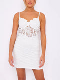 White Lace Detail Corset Style Bodycon Cami Dress
