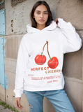 White Perfect Cherry Graphic Print Hoodie