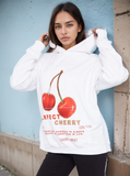 White Perfect Cherry Graphic Print Hoodie