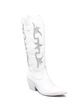 White Western Glitter Design Cowboy Boots