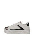 White & Black Studded Lace-Up Trainers