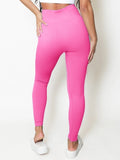Hot Pink High Waist Ribbed Seamless Gym Leggings