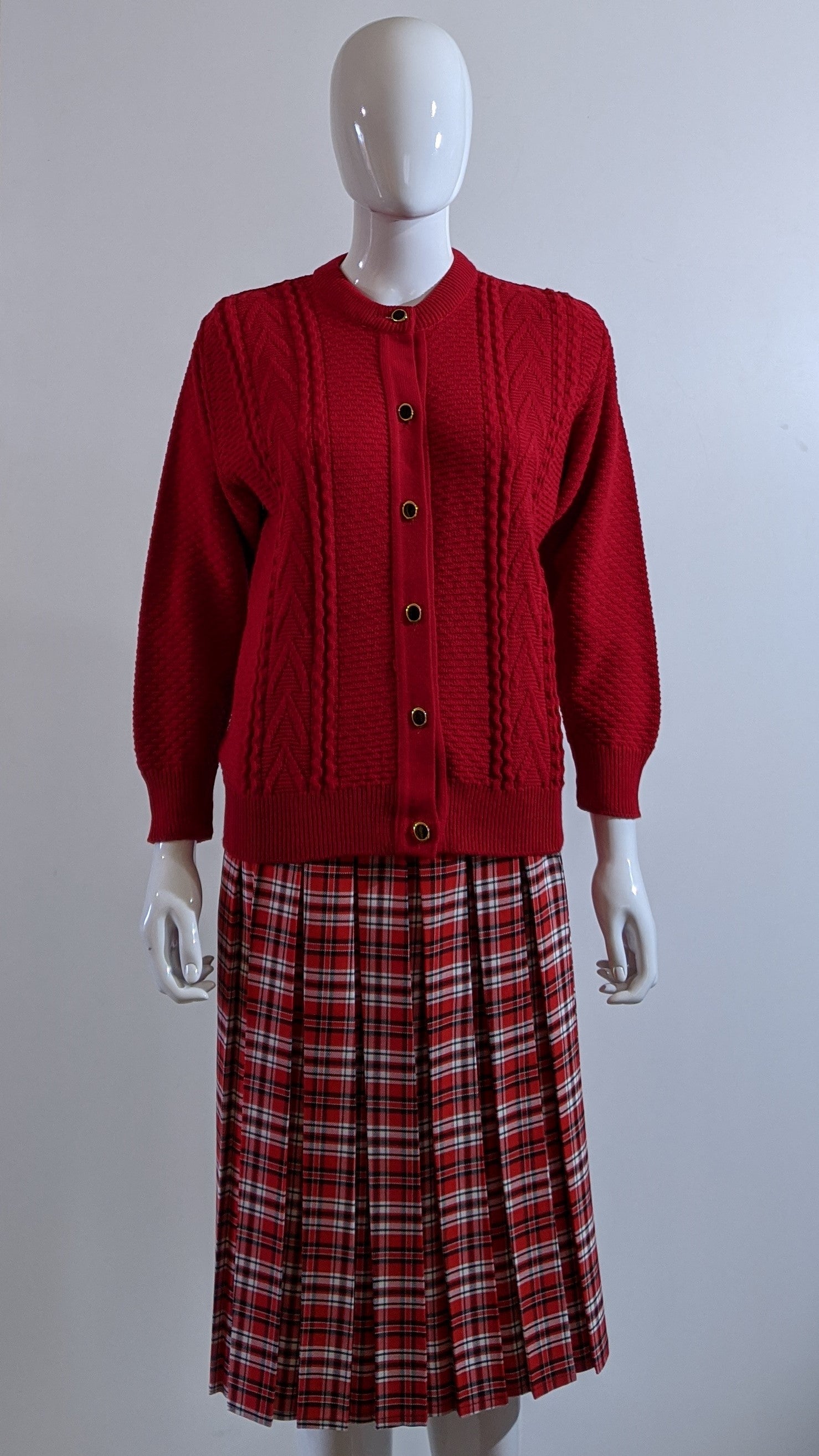 Red Round Neck Cardigan