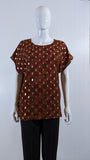 Rust Gold Detailed Pattern Top