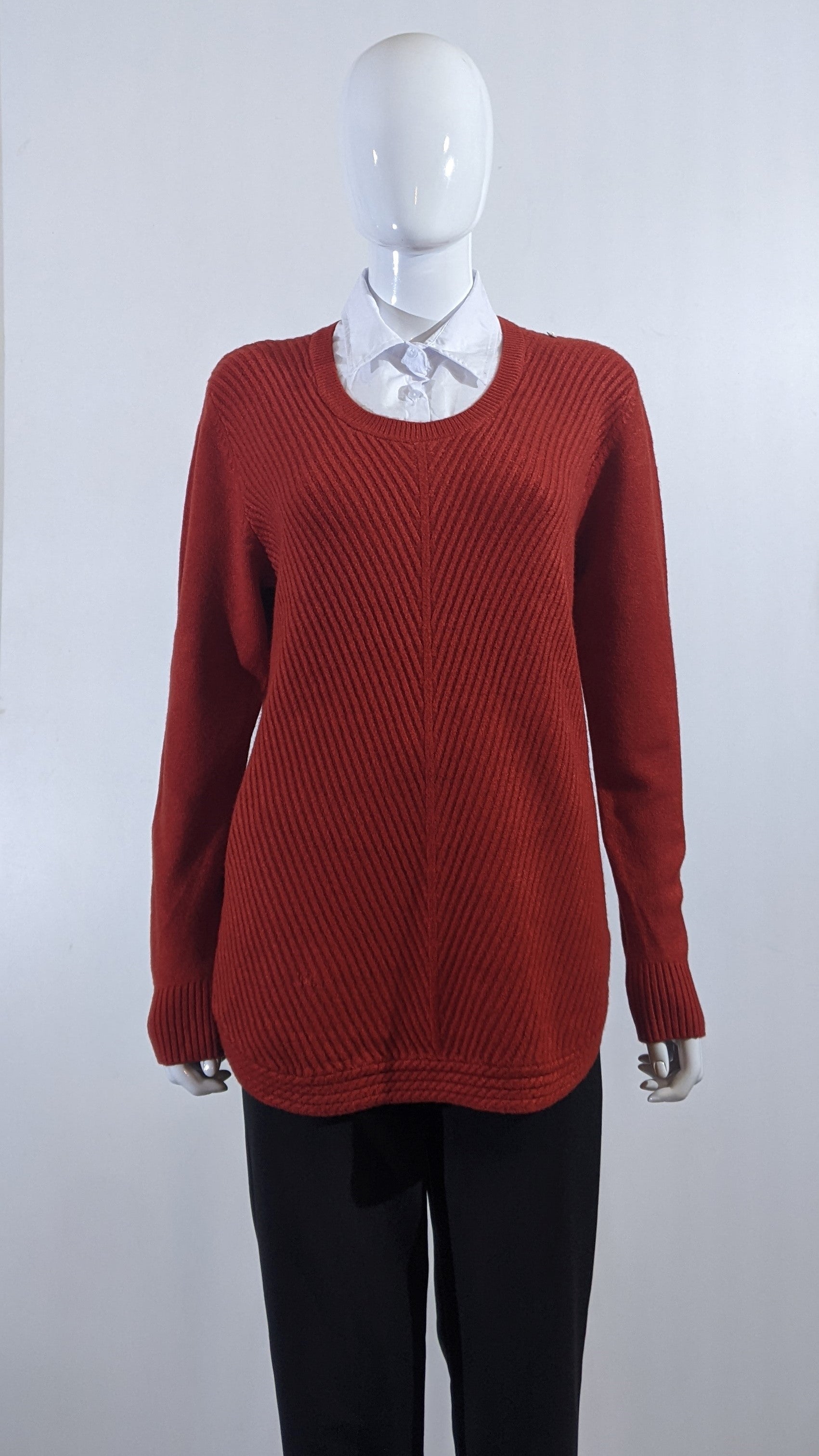 Rust Ribbed Soft Touch Jumper with Shirt Collar ForeverFashions.ie