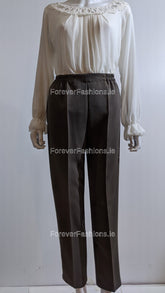 Beige Elasticated Waist Soft Touch Trouser