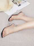 Black Clear Block Heel Perspex Sandals