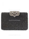 Black Diamante Embellished Diamond Design Clutch Bag