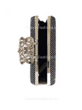 Black Diamante Embellished Diamond Design Clutch Bag