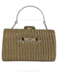 Gold Pleated Glitter Clutch Bag with Handle