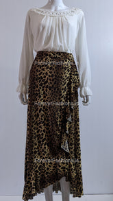 Leopard Print Frill Design Skirt