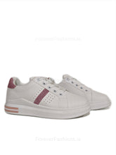 Rose Gold Glitter Stripe Detail Lace Up Trainers