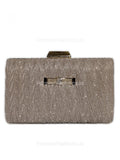 Rose Gold Pleated Glitter Clutch Bag with Handle