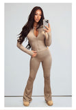 Beige Contour Sculpt Flare Trousers and Zip Sports Jacket Gym Co-Ord