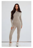 Beige Contour Sculpt Leggings and Sports Jacket Co-Ord