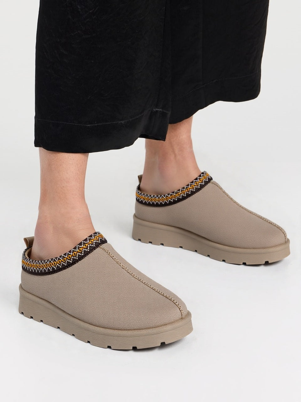 Beige Snug Mule Slippers