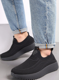Black Comfortable Slip On Knit Trainers