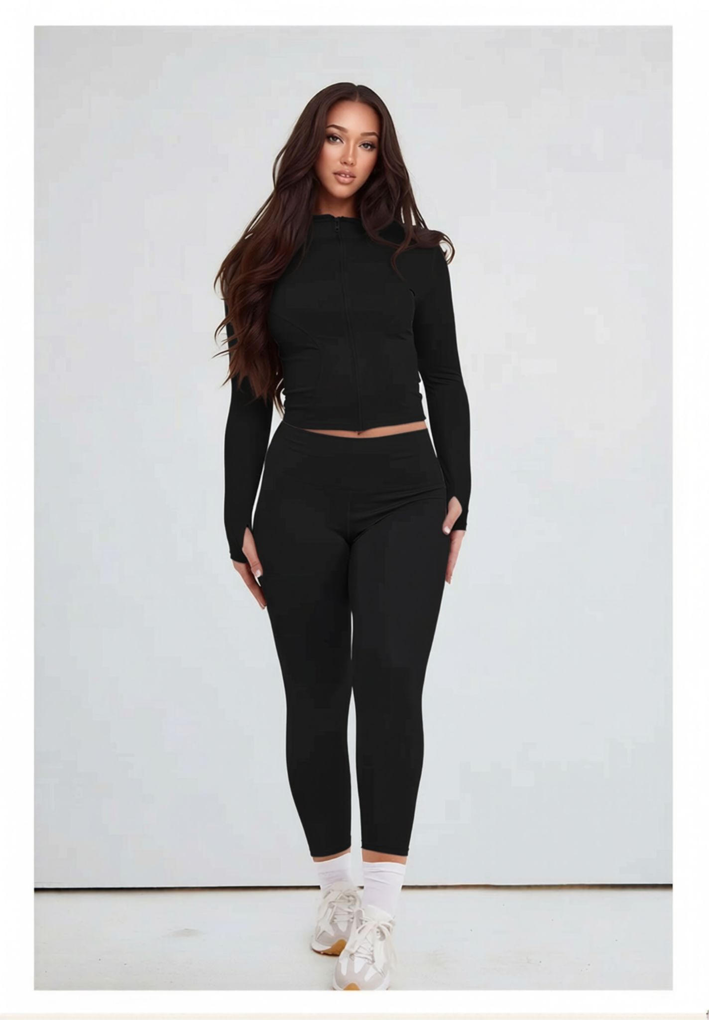 Black Contour Sculpt Leggings and Sports Jacket Co-Ord