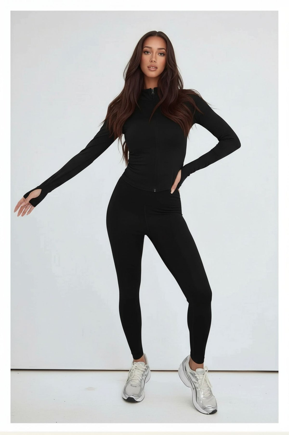 Black Contour Sculpt Leggings and Sports Jacket Co-Ord