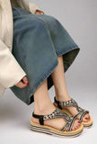 Black Embellished Wedge Elegant Summer Platform Sandals