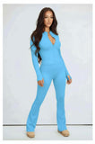 Blue Contour Sculpt Flare Trousers and Zip Sports Jacket Gym Co-Ord