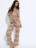 Brown Woven Zig Zag Oversized Top & Wide Leg Trouser Co-ord