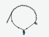 Silver Blue Round Charm Link Bracelet