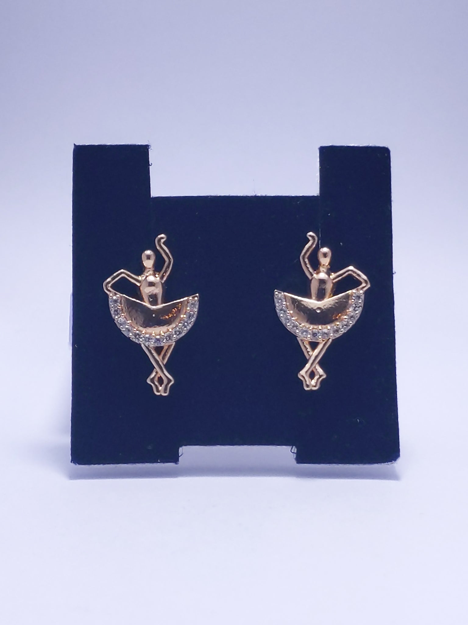 Gold Ballet Silhouette Dancer Drop Earrings 