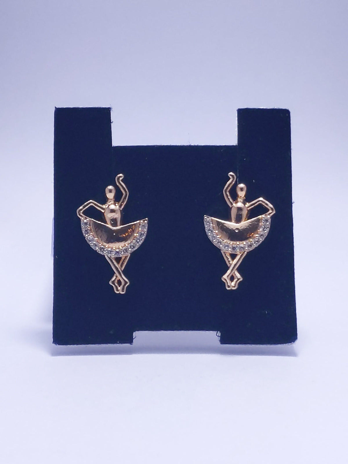 Gold Ballet Silhouette Dancer Drop Earrings 