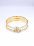 Gold Tone Engraved Detail Bangle Bracelet Set