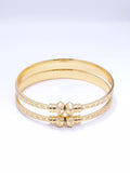 Gold Tone Pattern Detail Bangle Bracelet Set