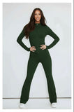 Green Contour Sculpt Flare Trousers and Zip Sports Jacket Gym Co-Ord