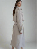 Grey Belted Lined Long Trench Coat