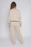 Light Beige Bomber Style Jacket & Wide Leg Bottoms Co-ord Loungewear Set