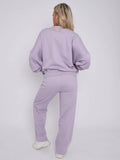Lilac Bomber Style Jacket & Wide Leg Bottoms Co-ord Loungewear Set