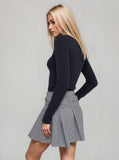 Monochrome Pleated Dogtooth Mini Tennis Skort With Belt