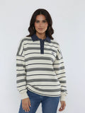 Navy Soho NY Embroidered Oversized Rugby Collar Sweatshirt