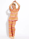 Orange Woven Zig Zag Oversized Top & Wide Leg Trouser Co-ord
