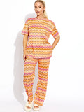 Orange Woven Zig Zag Oversized Top & Wide Leg Trouser Co-ord